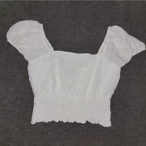 Urban Romantics Women's White Cotton Square Neck Crop Top Size Small